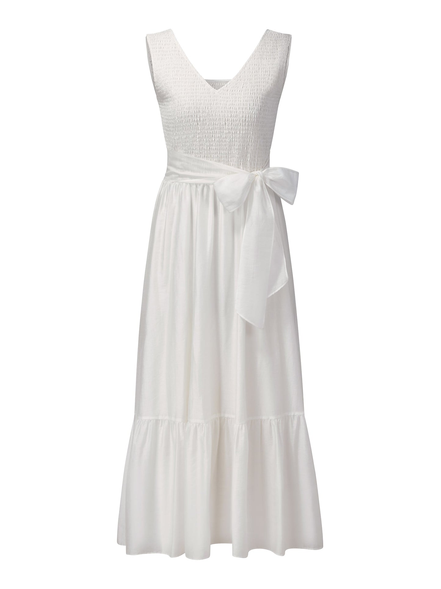 Tencel Blend Reversible Women Sleeveless Maxi Dress With Bowknot Ribbon