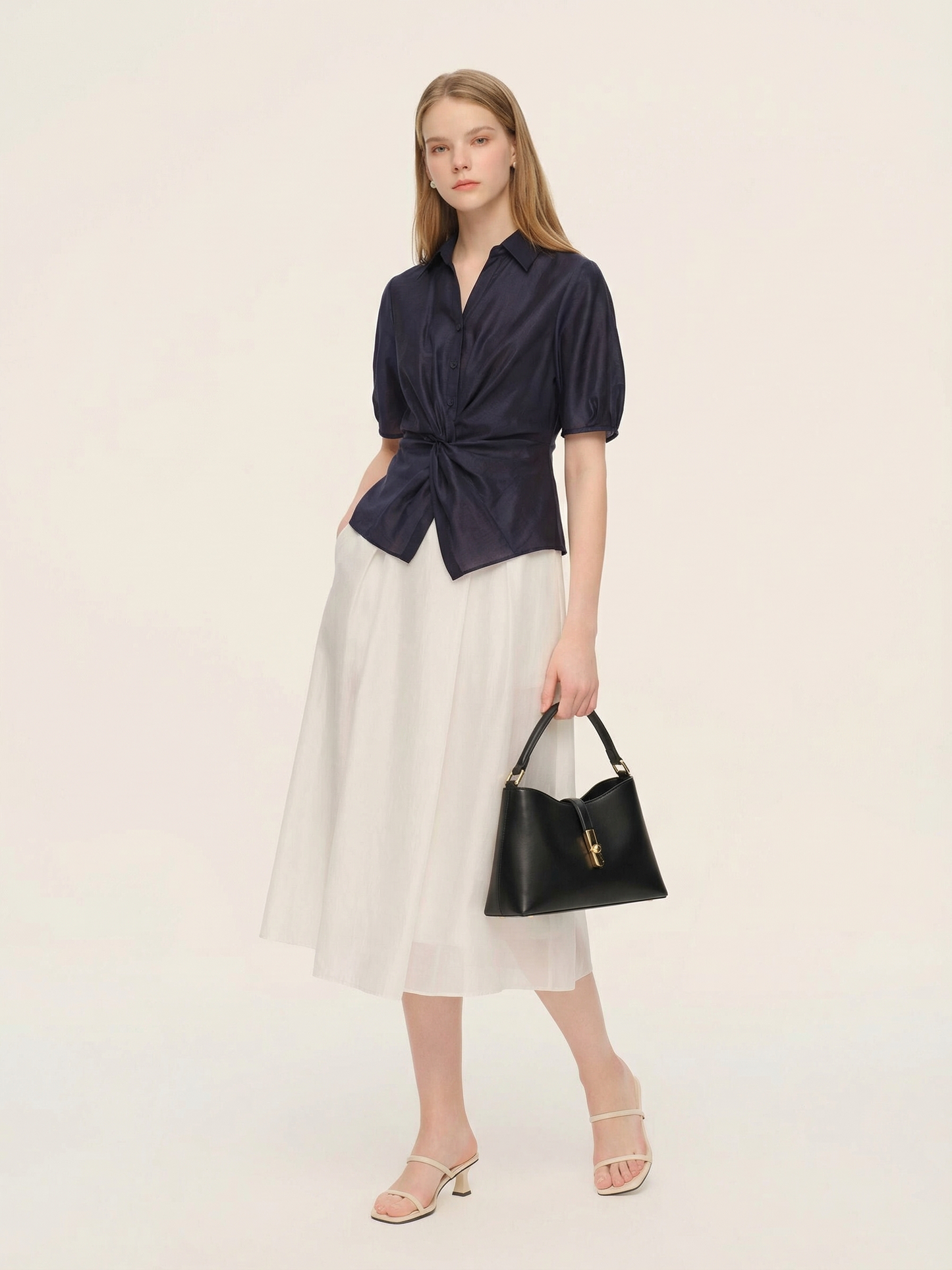 Tencel Blend Twist Front Women Blouse