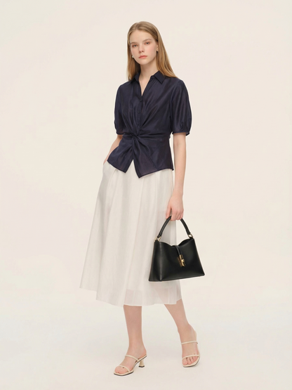 Tencel Blend Twist Front Women Blouse