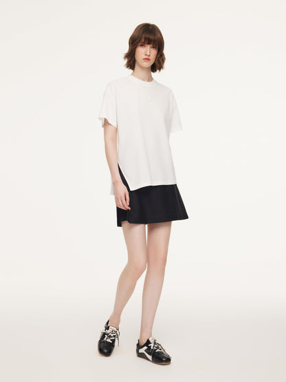 Asymmetrical Hem Heart Decorated Women T-Shirt