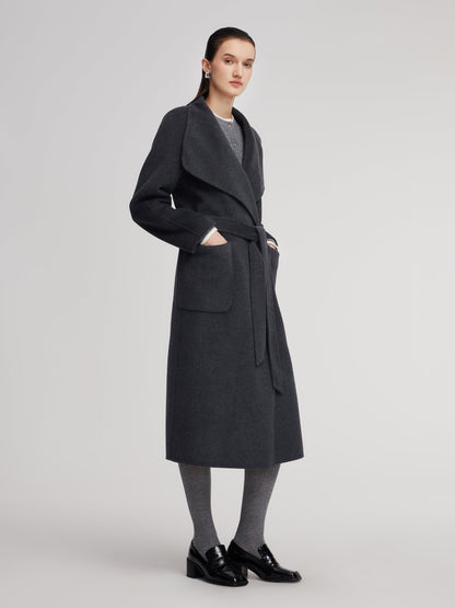 100% Wool Windproof Convertible Collar Women Wrap Overcoat