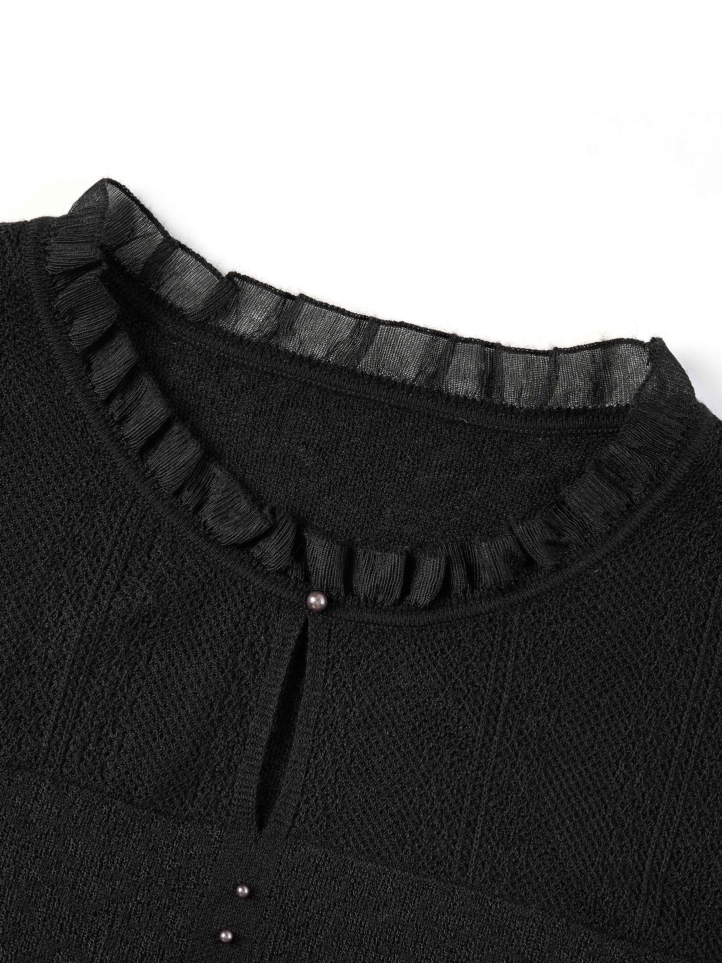 Jacquard Cut Out Neckline Women Ruffle Knit Tank Top
