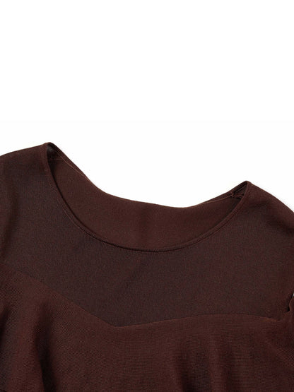 Tencel Blend Ruffle Cold Shoulder Women Knit Top