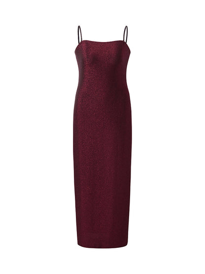 Glitter Women Party Slip Maxi Dress With Detachable Spaghetti Strap