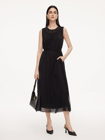 10MM Mulberry Silk Sleeveless Dress And 100% Acetate Sleeveless Dress Two-Piece Set