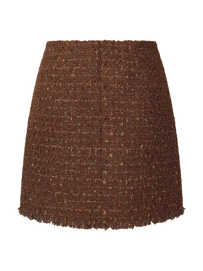 [Preview] Wool Blend Tweed Sequins Women A-Line Skirt