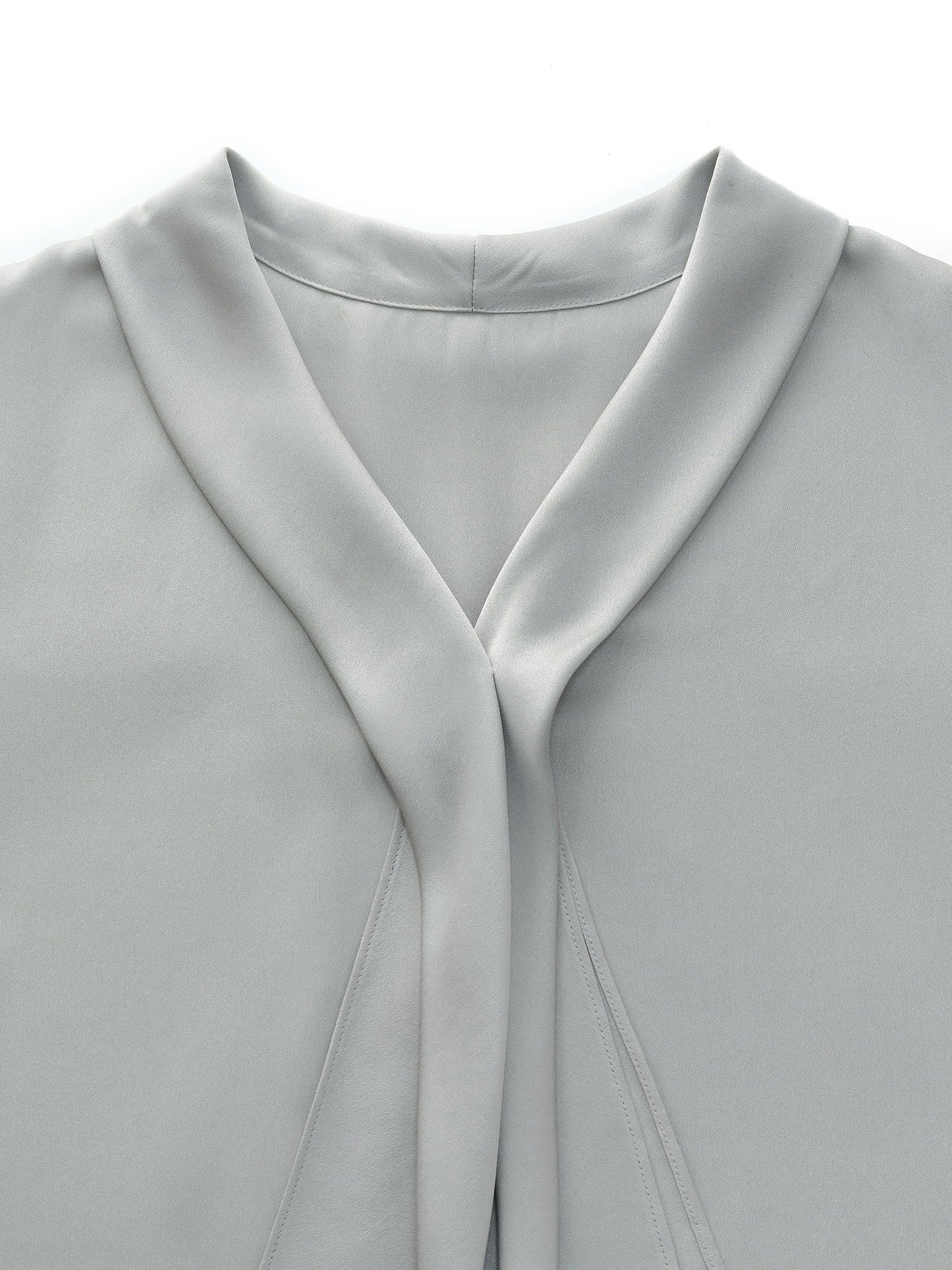 22MM Mulberry Silk Tie Neck Women 3/4 Sleeve Blouse