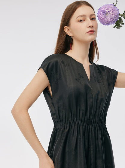 19MM Xiang Yun Silk Cap Sleeve Women Midi Dress