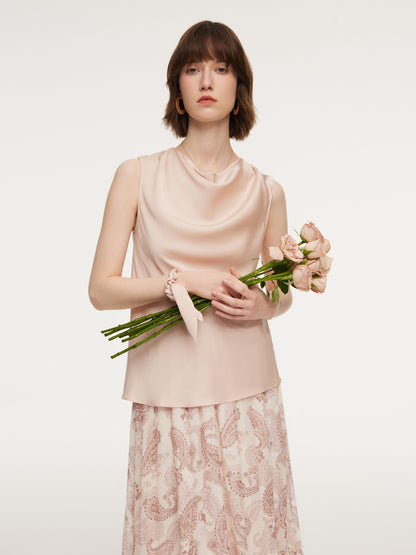 22MM Mulberry Silk Cowl Neck Women Tank Top