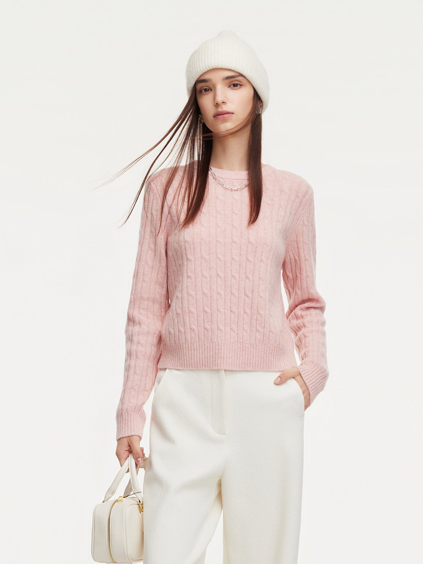100% Wool Cable Knit Women Sweater