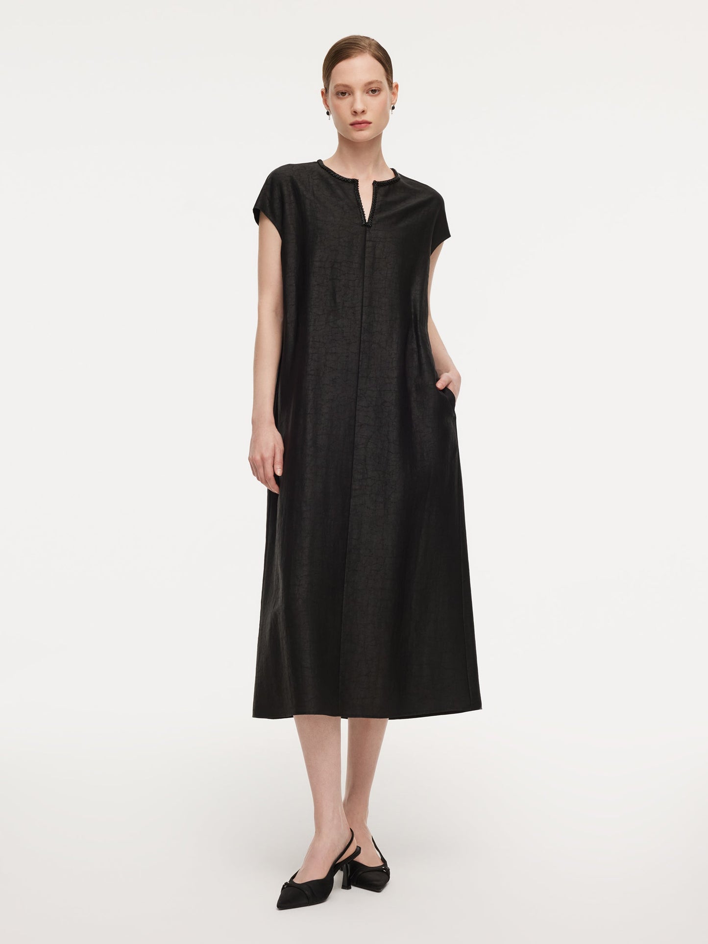 18MM Gambiered Canton Gauze Women Self-Tie Belt Maxi Dress