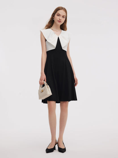 Color Block V-Neck Women Knit Mini Dress