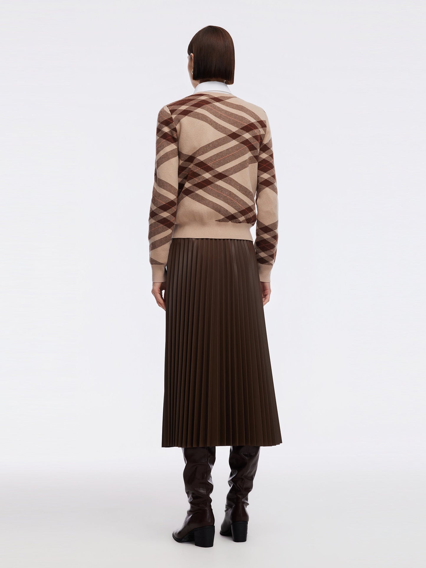 PU Leather Pleated A-Line Women Skirt