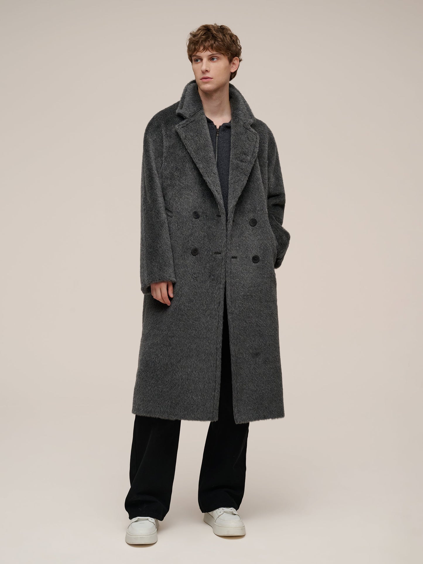 Brushed Alpaca Wool Blend Unisex Overcoat