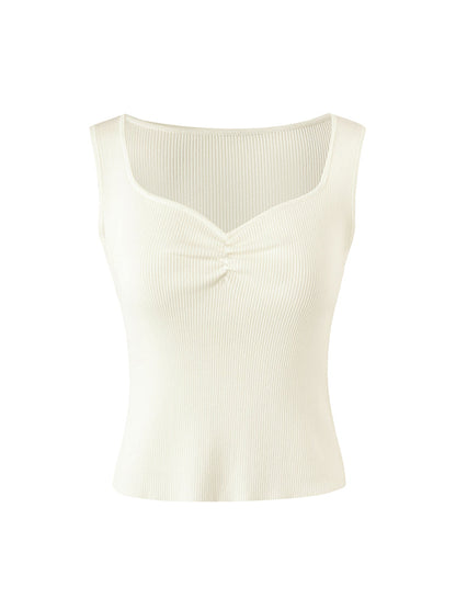 Acetate Knitted Ruched Women Vest