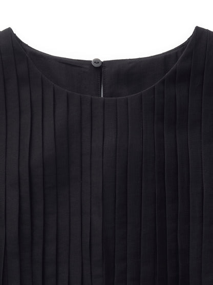 Tencel Blend Ruffle Hem Pleated Tank Top And A-Line Skirt Two-Piece Set