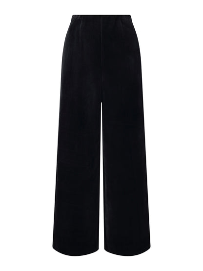 Velvet Ribbed Knit Women Loose Straight Leg Pants