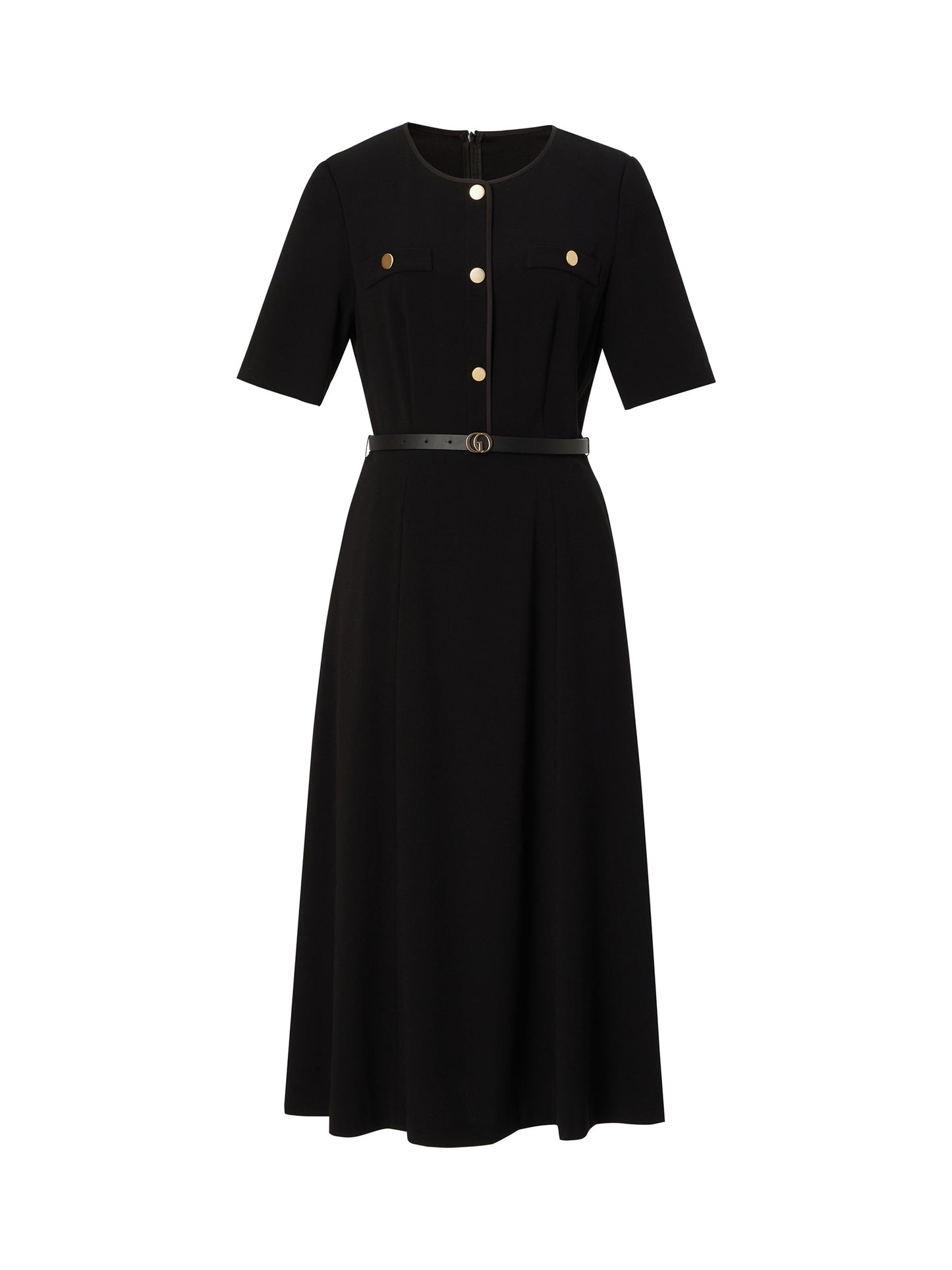 Triacetate Blend Women Midi Dress With Belt