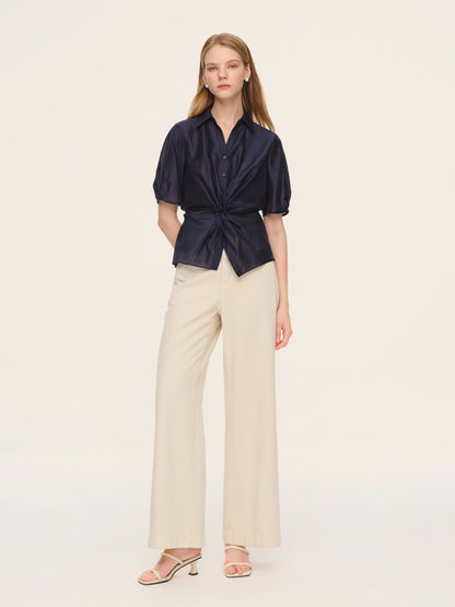 Tencel Blend Twist Front Women Blouse