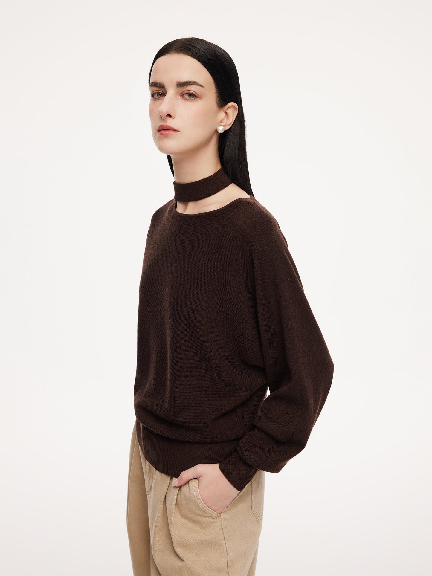 100% Wool Cut Out Women Sweater