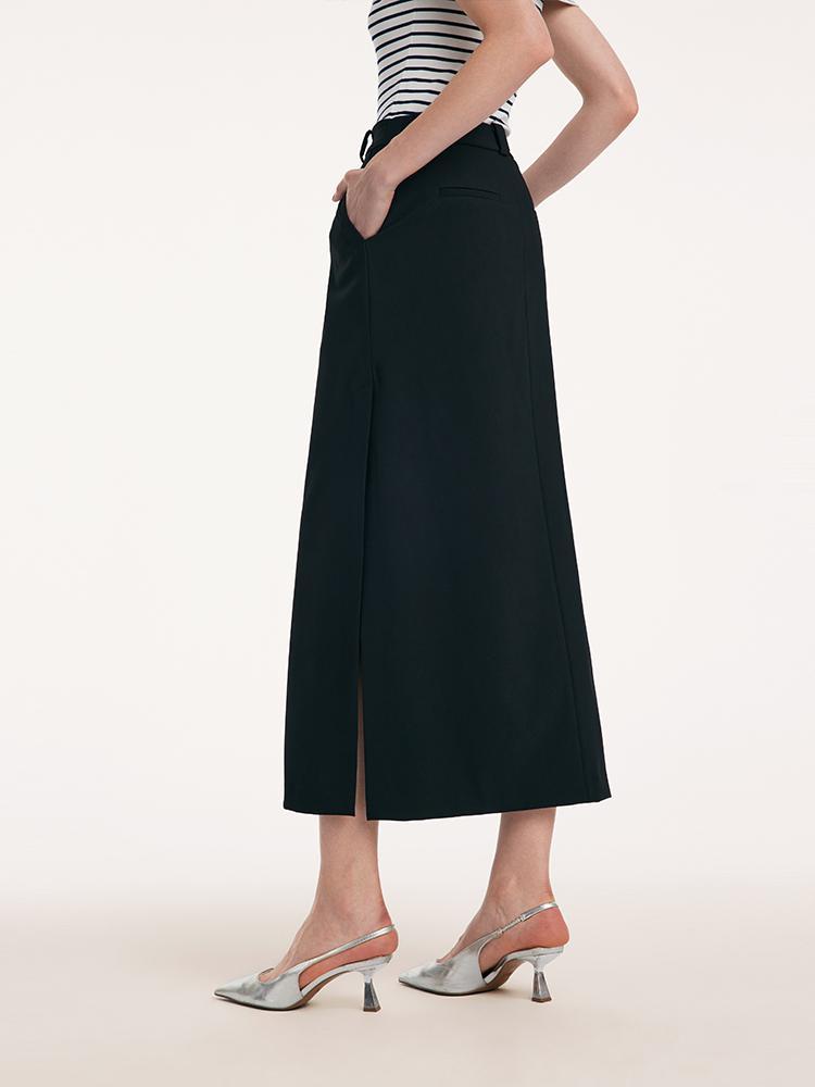 Straight Fitting Slit Half Skirt