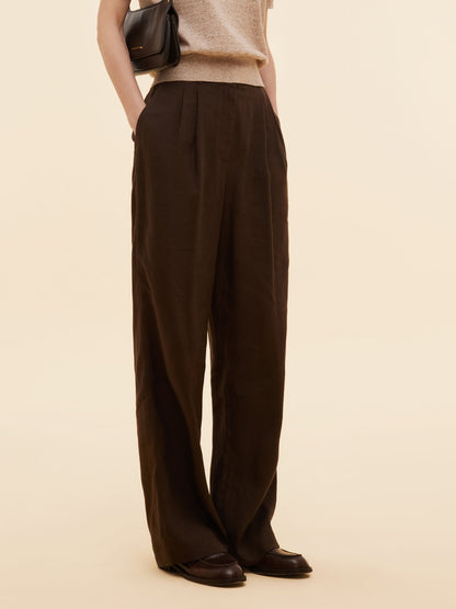100% Linen Women Straight Leg Pants