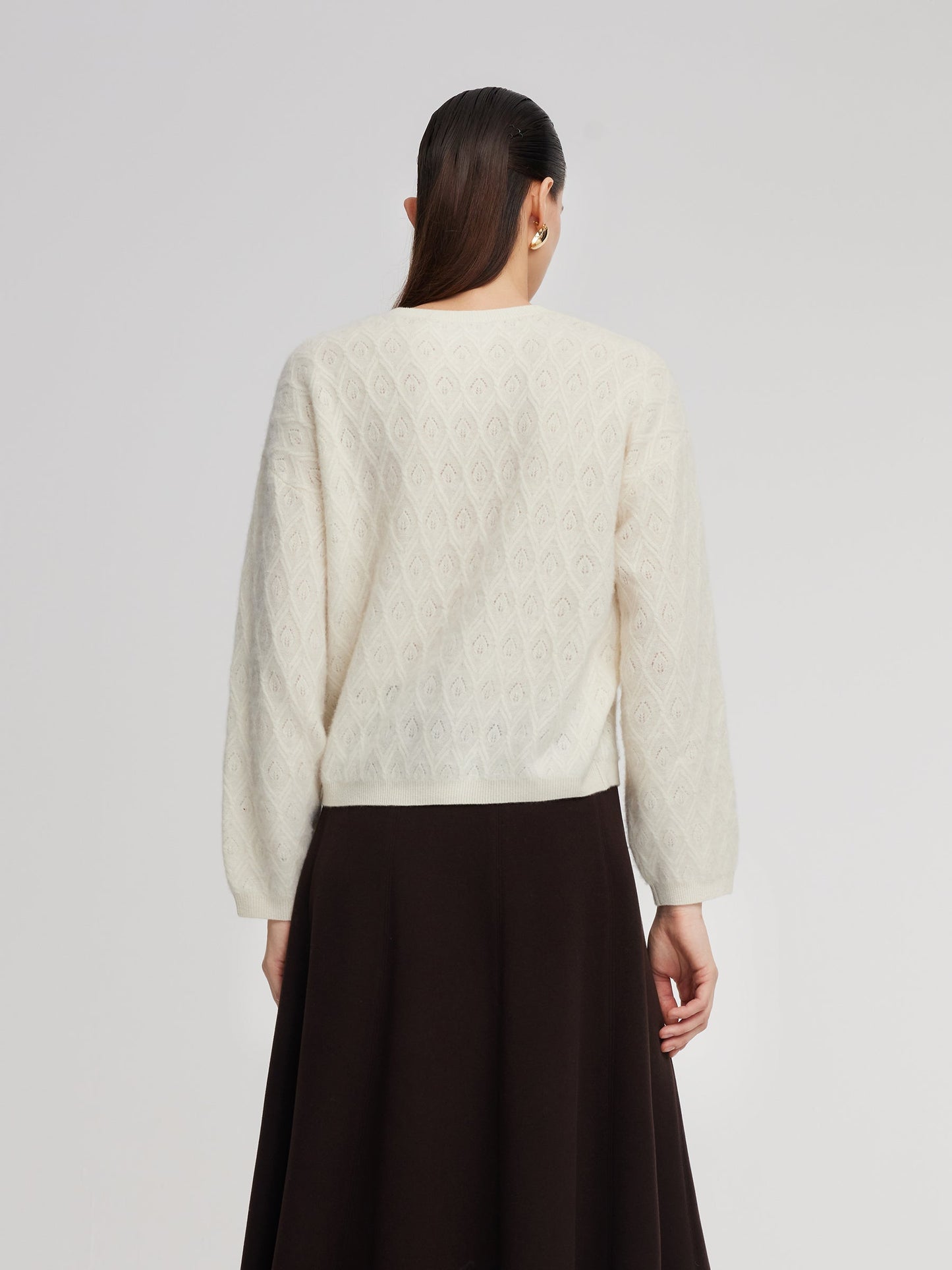 Brushed Cashmere Wool Blend Textured Women Sweater