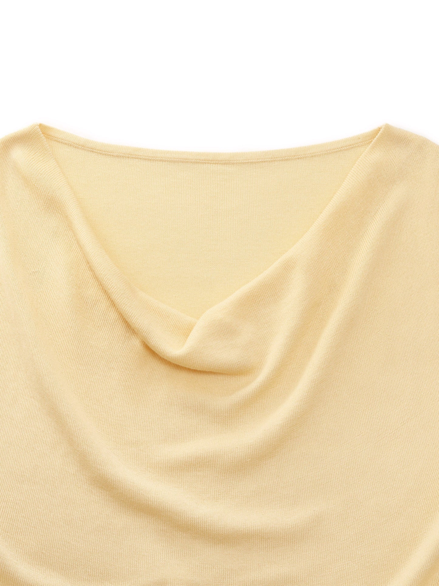 Tencel Mulberry Silk Cowl Neck Women Cap Sleeve Knit Top