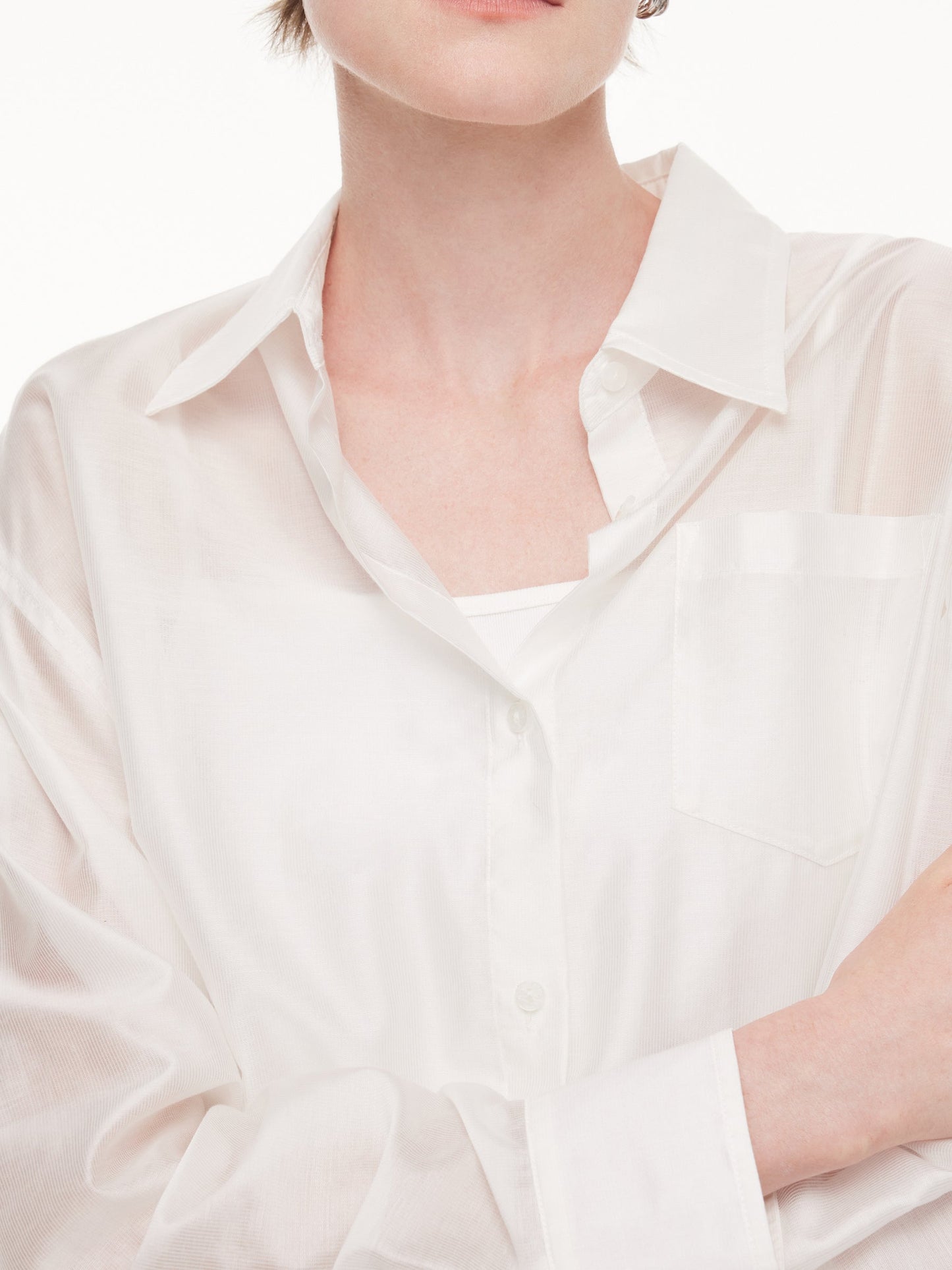 Tencel Blend Mock Layered Women Shirt