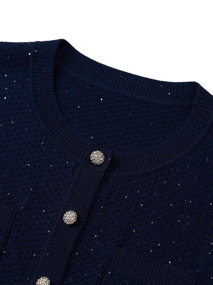 Lyocell Blend Sequins Women Cardigan