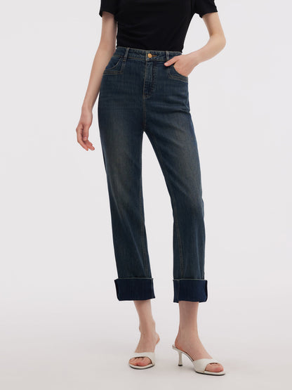 Denim Women Ankle-Length Cuffed Jeans