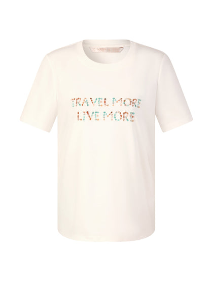 100% Cotton Beaded Letter Women T-Shirt
