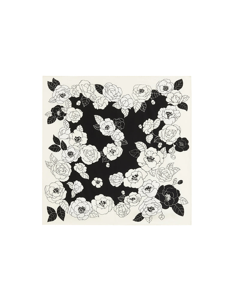 Camellia Printed 60 Square Pure Silk Scarf