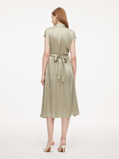 19MM Mulberry Silk Front Knot Women Self-Tie Maxi Dress