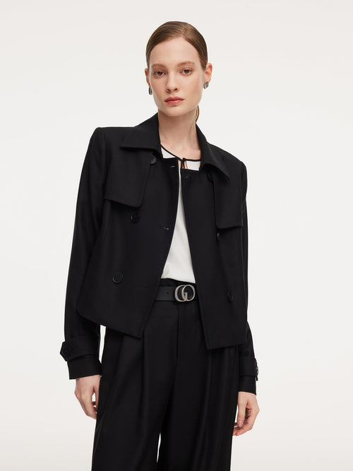 100% Worsted Wool Women Trench Jacket