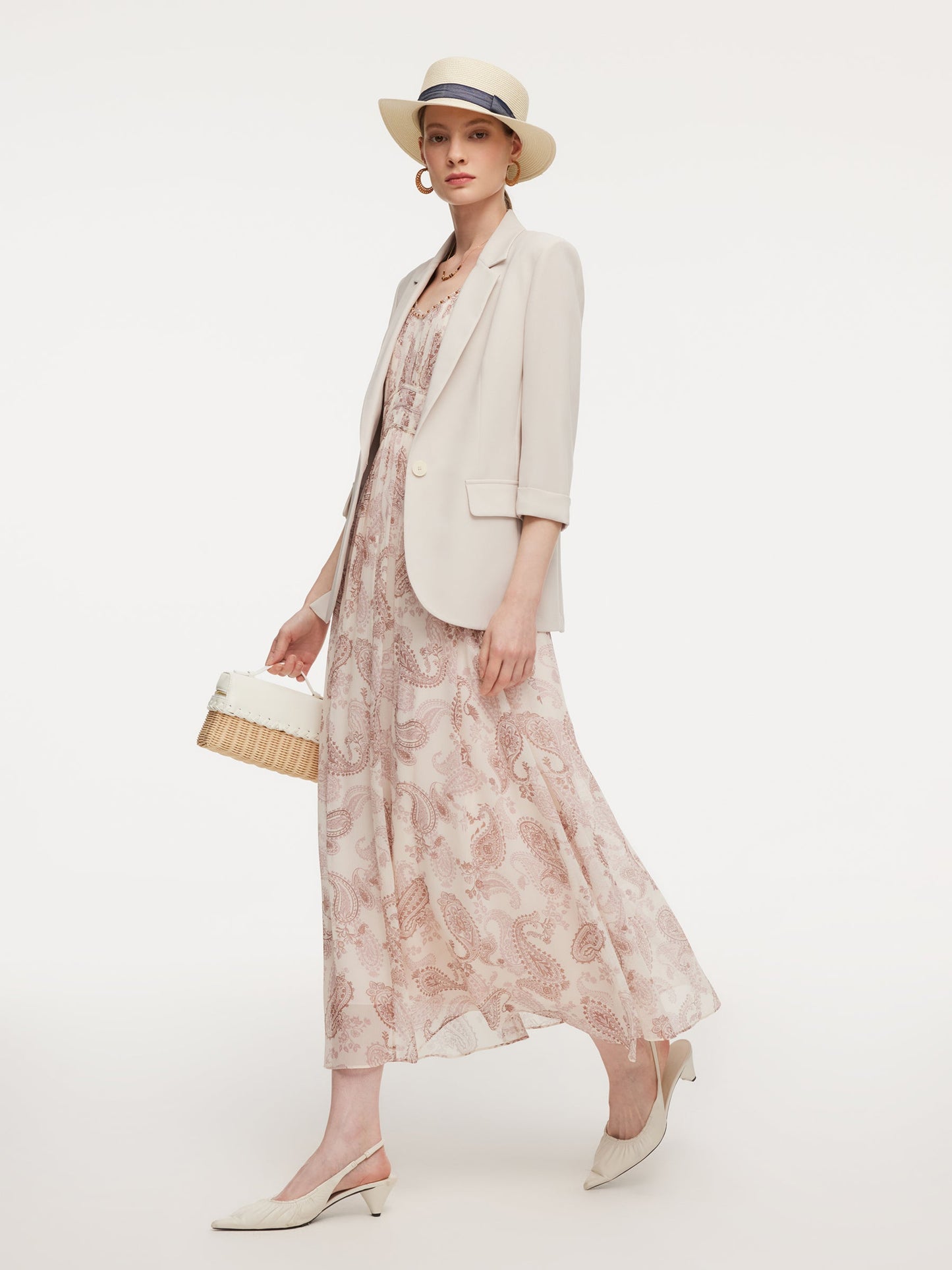 Acetate Blend 3/4 Sleeve Women Blazer