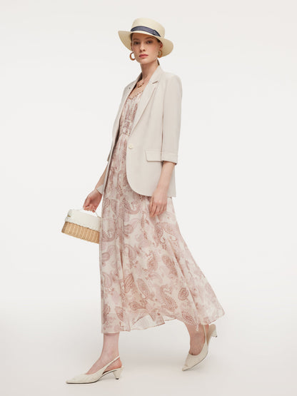 Acetate Blend 3/4 Sleeve Women Blazer