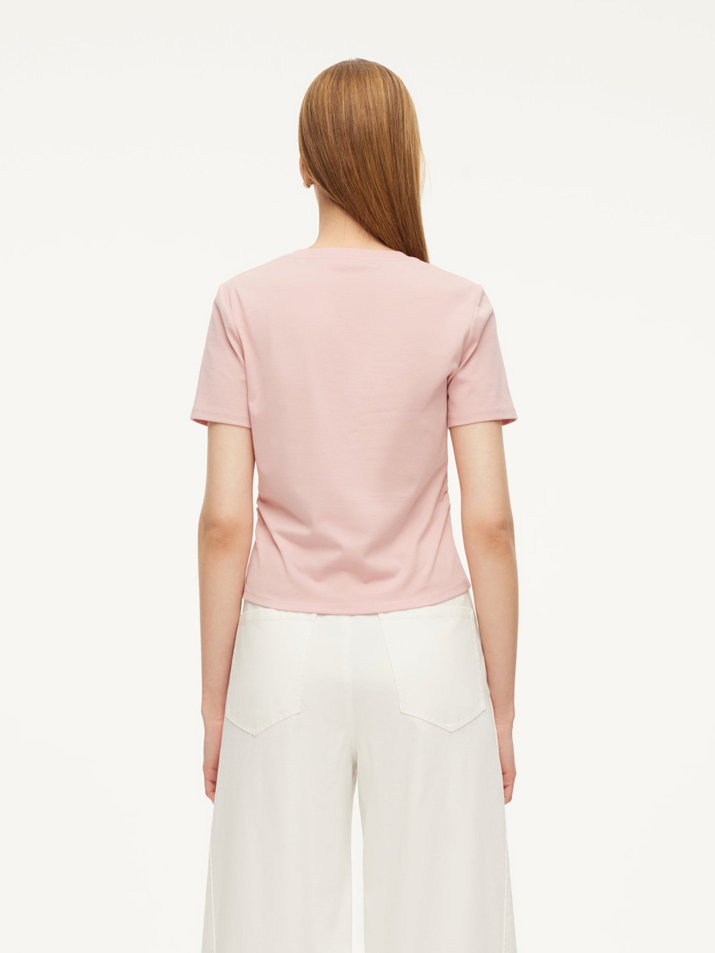 Cotton Side Twist Women T-Shirt With Detachable Beaded Chain