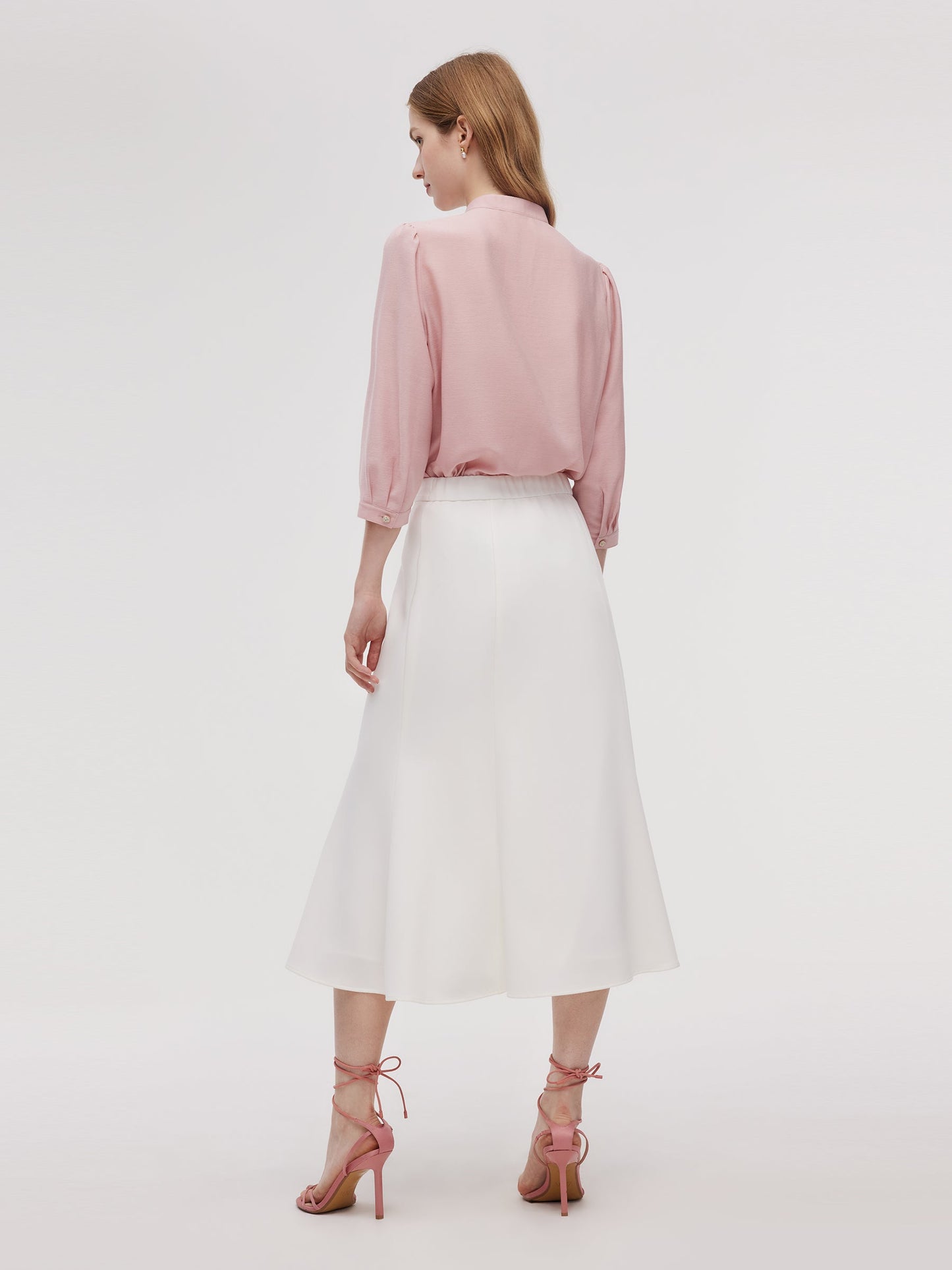 Acetate Blend Ruffle Blouse And Mermaid Skirt Two-Piece Set