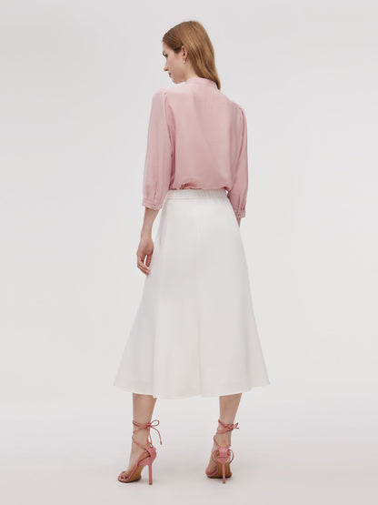 Acetate Blend Ruffle Blouse And Mermaid Skirt Two-Piece Set