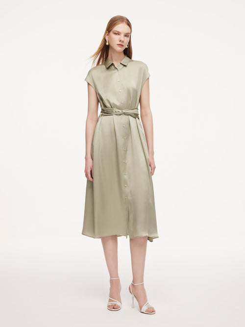 19MM Mulberry Silk Front Knot Women Self-Tie Maxi Dress