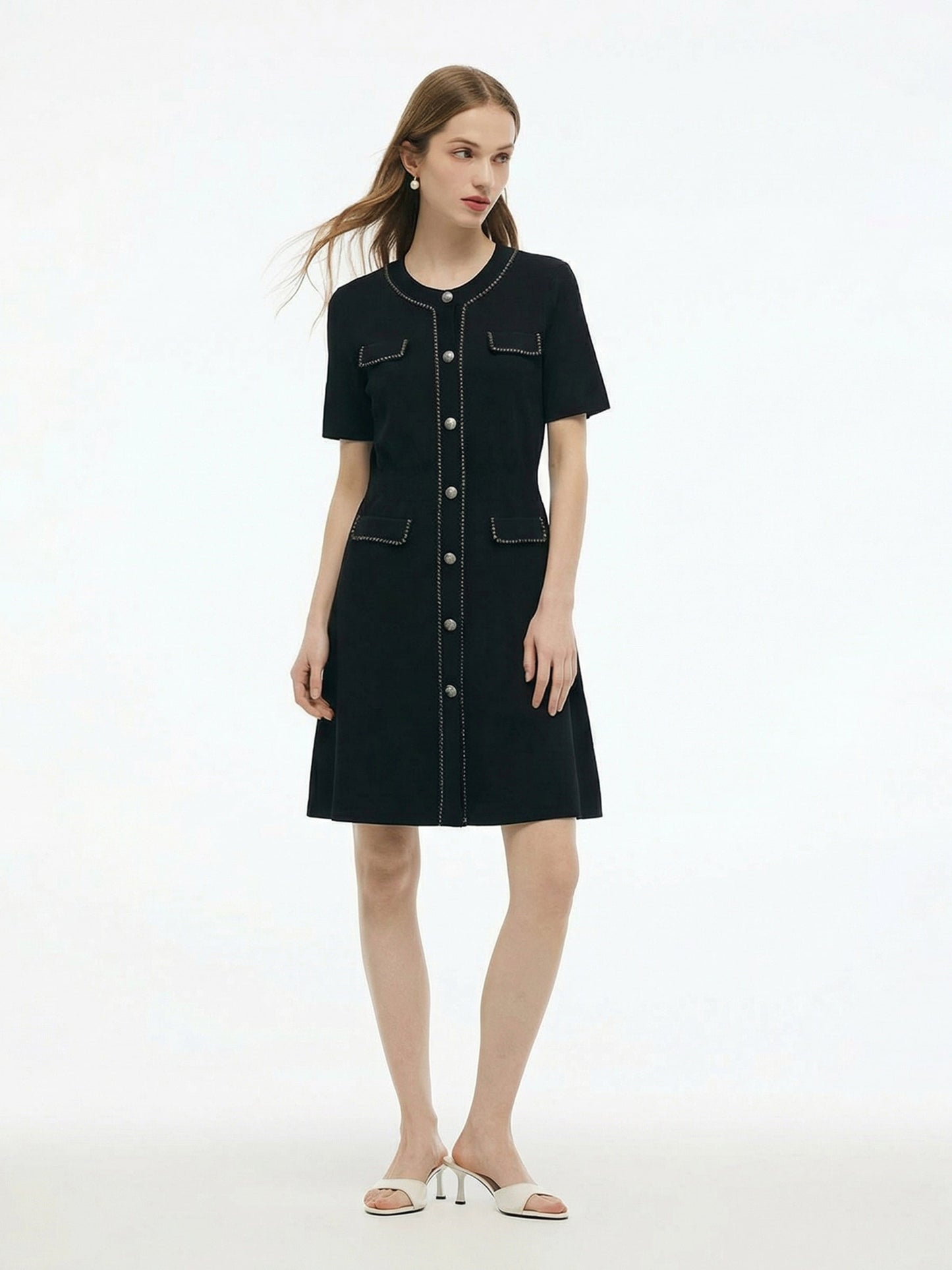 Tencel Blend Round Neck Women Knit Mini Dress