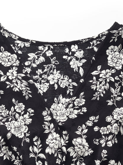 Floral Print Twist Front Women Midi Dress