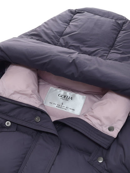 Color Block Goose Down Jacket With Detachable Hood