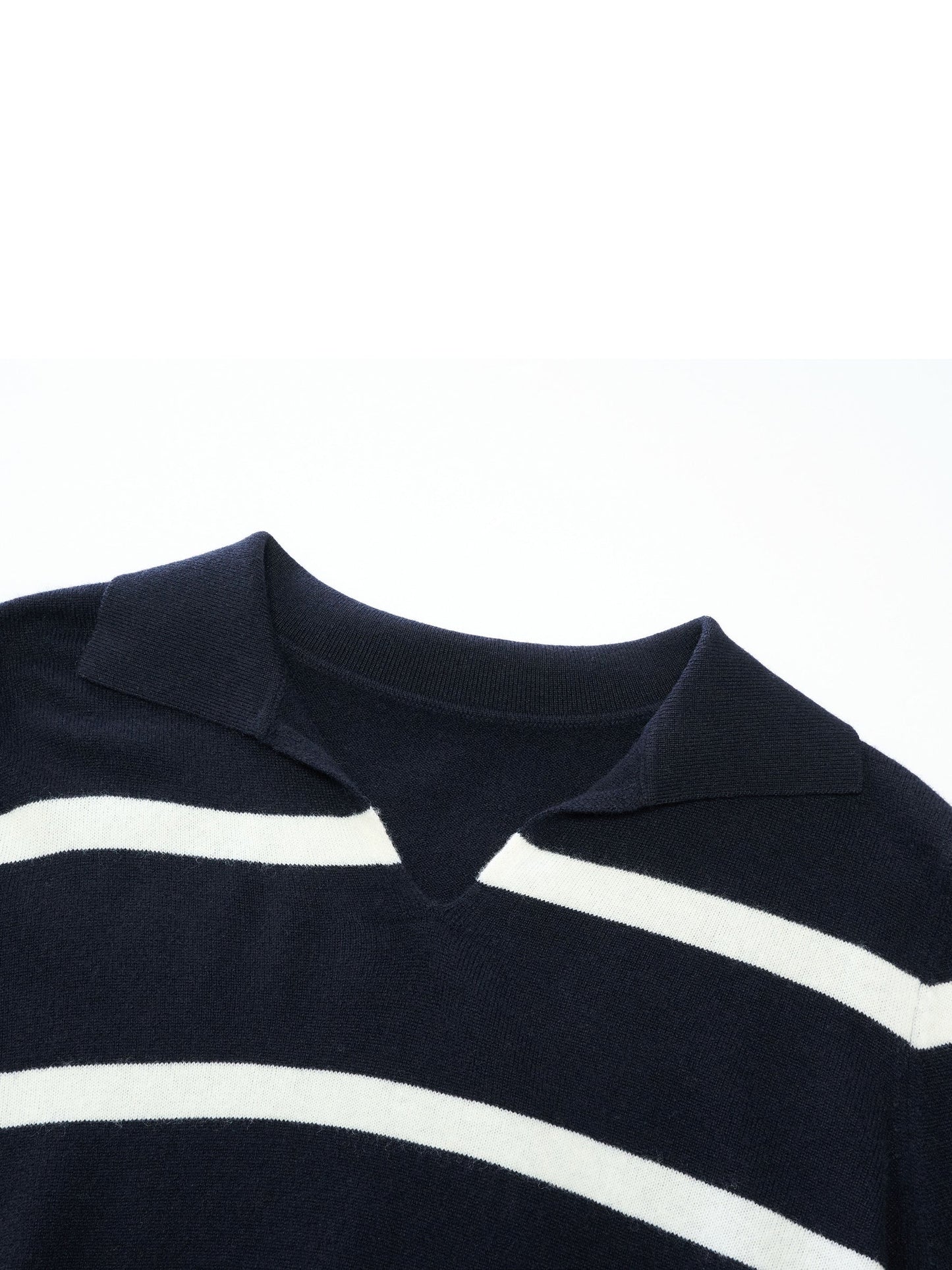 100% Wool Stripe Women Polo Sweater