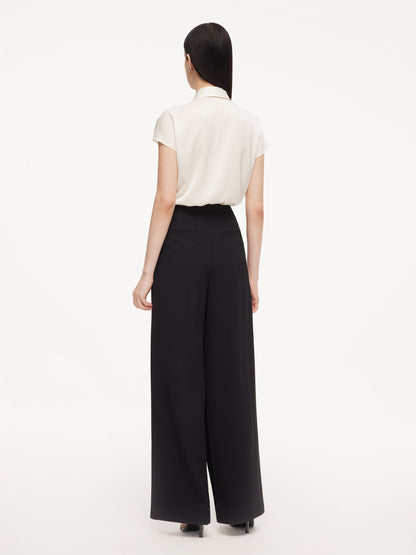 Four-Way Stretch Straight Leg Women Asymmetric Wrap Pants