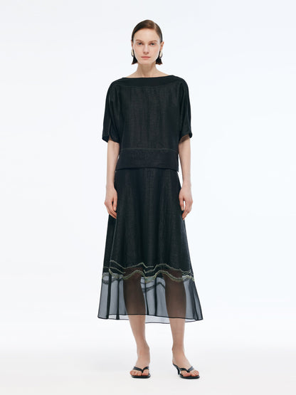 18MM Xiang Yun Silk Patchwork Women Top