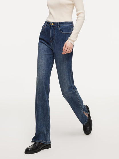 Acetate Blend Denim Micro-Flared Women Jeans