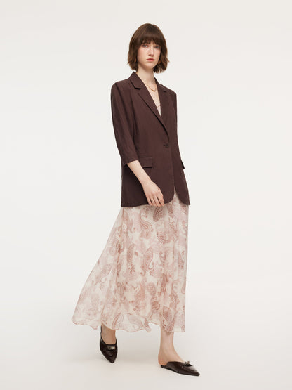 Linen Blend Women 3/4 Sleeve Blazer
