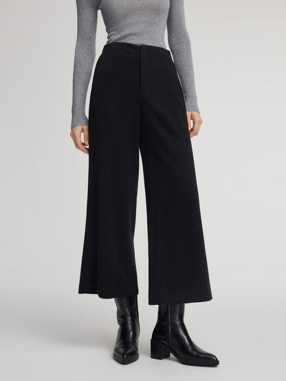 Stretch Adjustable Waist Straight Leg Women Knit Cropped Pants